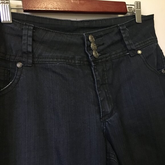 Y2K Liquid X Dark Dark Triple Button Denim Jeans - Picture 5 of 16